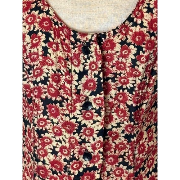 Free People Dress Women XS Red Black Floral Print Corset Lace‎ Up Mini Boho - Picture 9 of 13